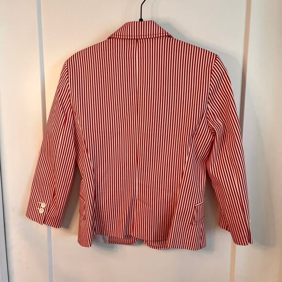 Zara Red and White Striped Blazer Sz M - Picture 2 of 5